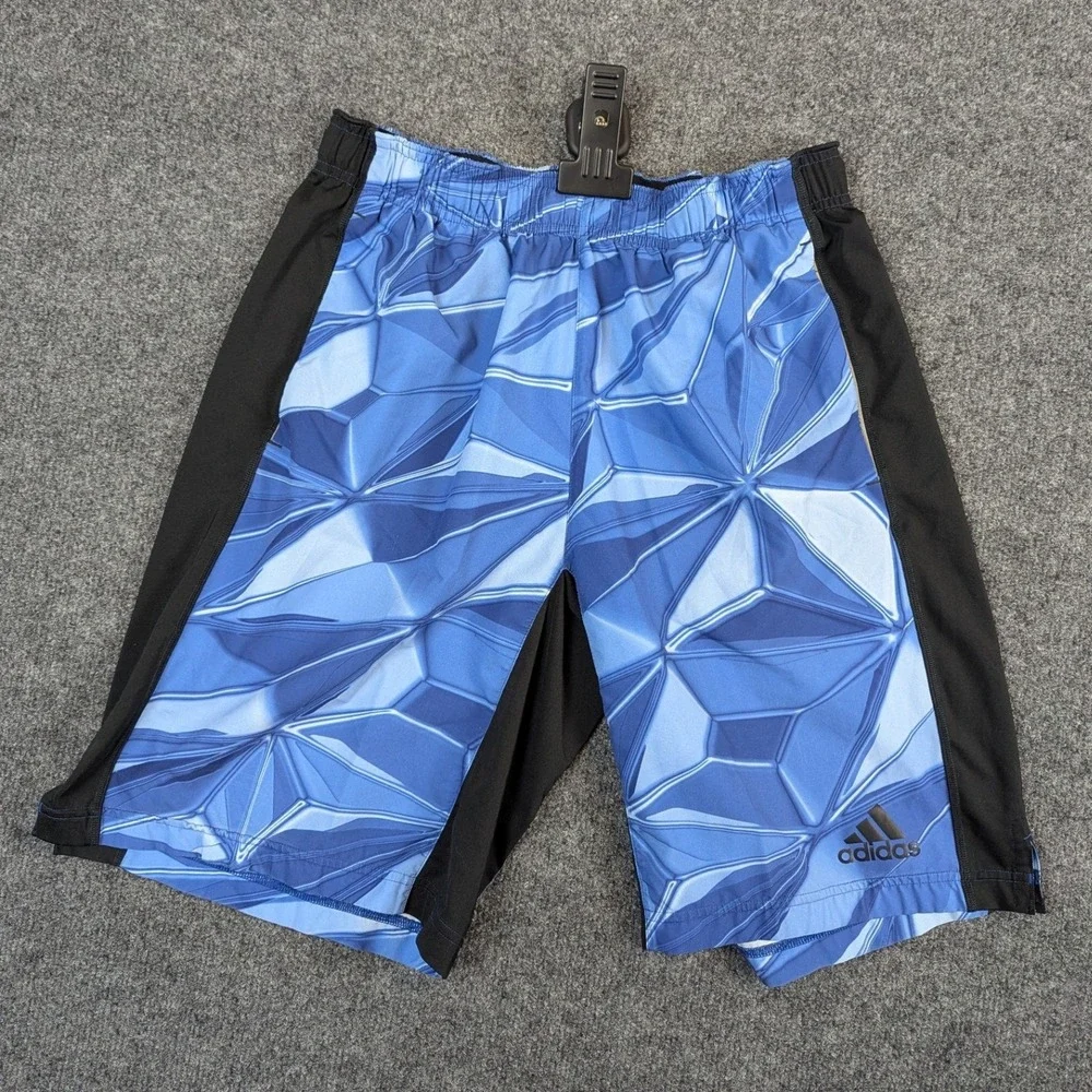 Adidas Team Issue Sample Geometric Prism Shorts Lot of 2 Mens Medium Blue Grey
